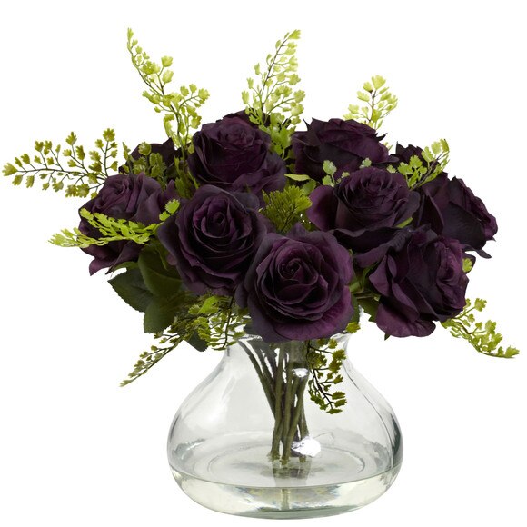 Rose Maiden Hair Arrangement w/Vase - SKU #1366 - 6